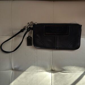 Coach black leather wristlet